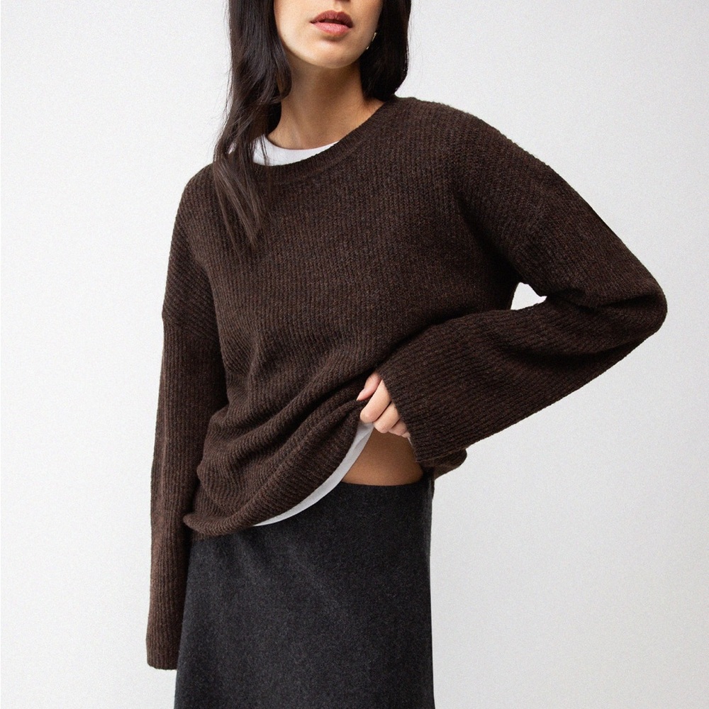 OAK + FORT brown oversized crewneck sweater